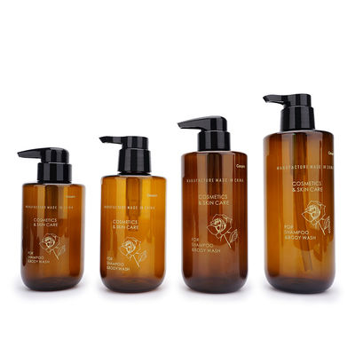 300ml 400ml 500ml 600ml Dầu gội dầu gội hổ phách tròn Chai dầu gội đầu bằng nhựa