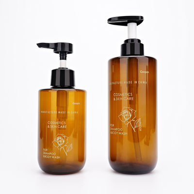 300ml 400ml 500ml 600ml Dầu gội dầu gội hổ phách tròn Chai dầu gội đầu bằng nhựa