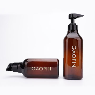 Chai dầu gội nhựa PET màu hổ phách 500ml và niêm phong bao bì nhỏ giọt