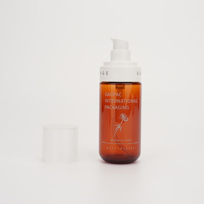 Bơm 80ml 100ml Chai lọ kem dưỡng da màu hổ phách Bao bì mỹ phẩm bằng nhựa