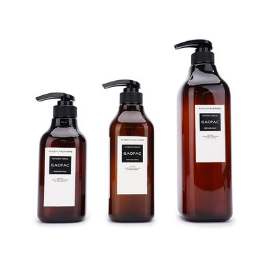 PET rỗng màu hổ phách bao bì chăm sóc da 500ml 600ml 1000ml Chai dầu gội đầu bằng nhựa