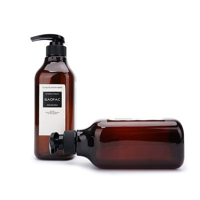 PET rỗng màu hổ phách bao bì chăm sóc da 500ml 600ml 1000ml Chai dầu gội đầu bằng nhựa