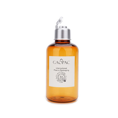 Chai dầu gội đầu bằng nhựa màu hổ phách 180ml / Chai nước hoa mỹ phẩm có nắp lật